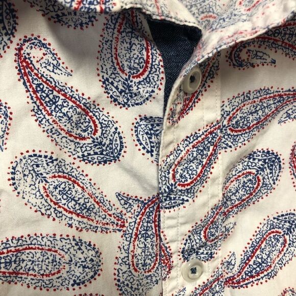 Cremieux Premium Denim Paisley Red and Blue Short Sleeve XL - Picture 4 of 4
